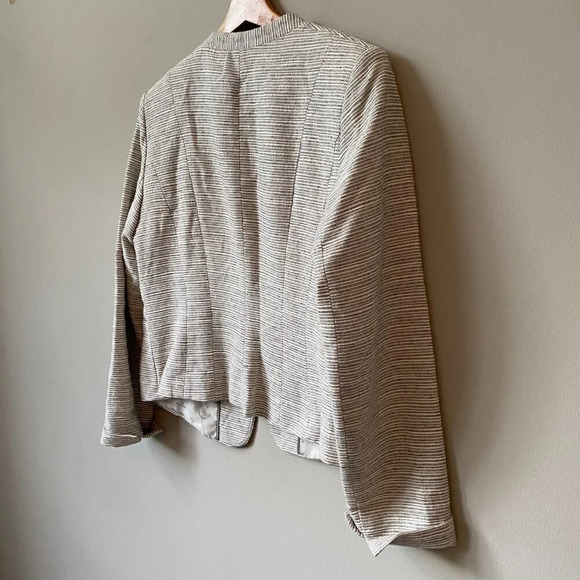 KENAR Nordstrom Womens Large Long Sleeve Striped Linen Career Blazer Jacket Chic - Picture 13 of 16